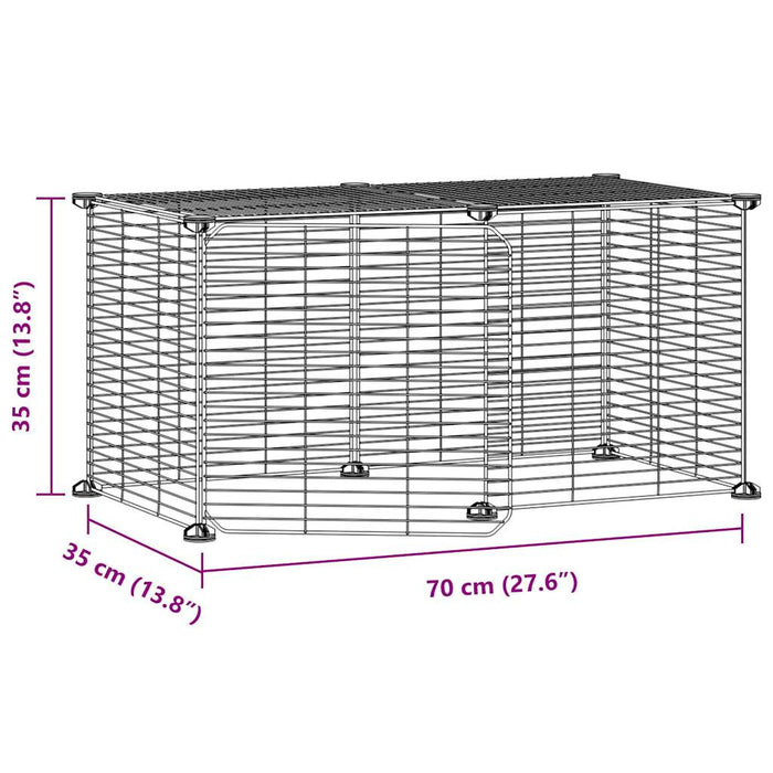 Gabbia per Animali 8 Pannelli con Porta Nero 35x35 cm Acciaio 3114053