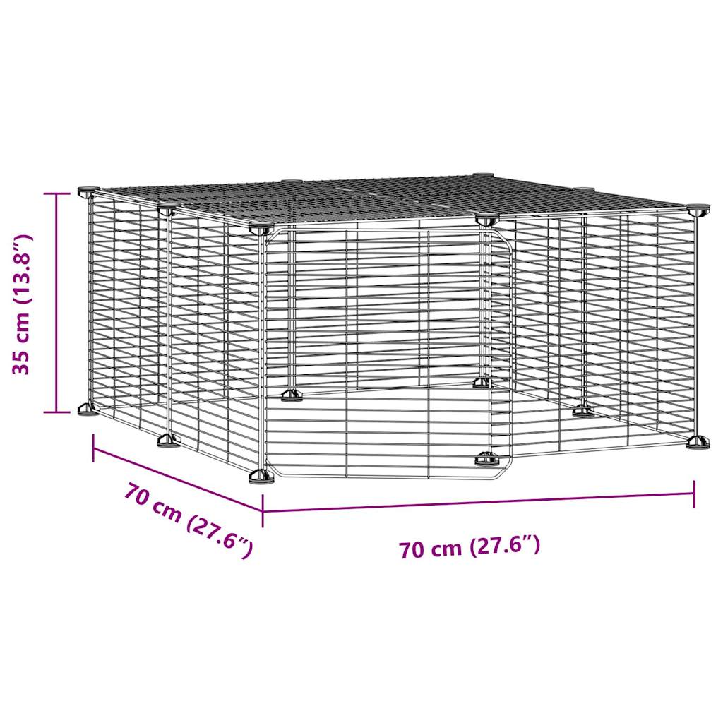 Gabbia per Animali 12 Pannelli con Porta Nero 35x35 cm Acciaio 3114054