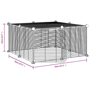 Gabbia per Animali 12 Pannelli con Porta Nero 35x35 cm Acciaio 3114054