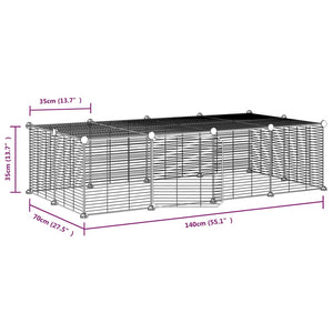 Gabbia per Animali 20 Pannelli con Porta Nera 35x35 cm Acciaio cod mxl 53813