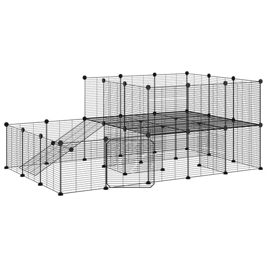 Gabbia per Animali 44 Pannelli con Porta Nera 35x35 cm Acciaio 3114063