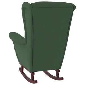 Poltrona Dondolo Gambe Legno e Poggiapiedi Verde Scuro Velluto 3121232