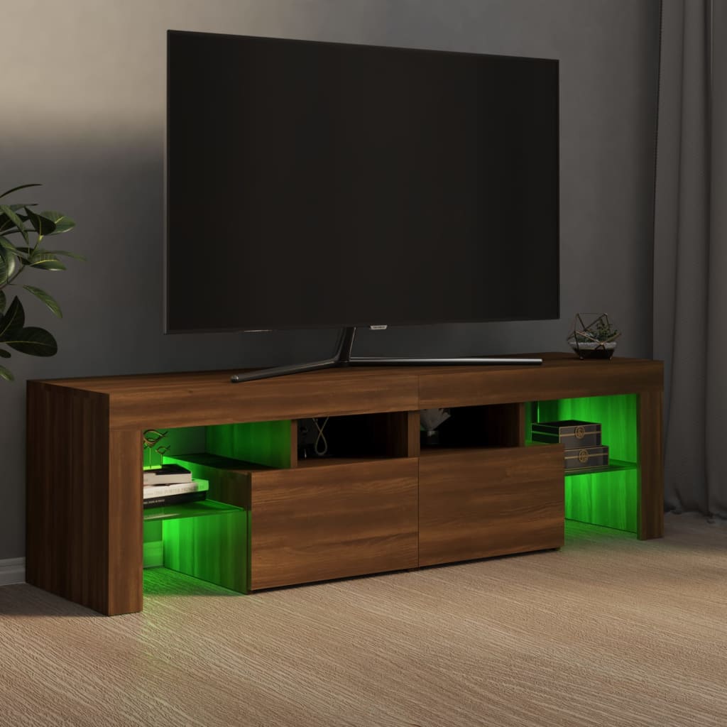 Mobile Porta TV con Luci LED Rovere Marrone 140x36,5x40 cm 822643