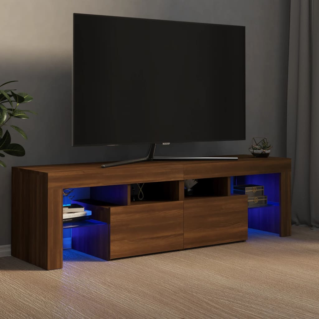 Mobile Porta TV con Luci LED Rovere Marrone 140x36,5x40 cm 822643