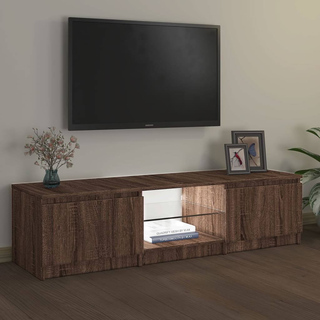 Mobile Porta TV con Luci LED rovere marrone 140x40x35,5 cm 822683