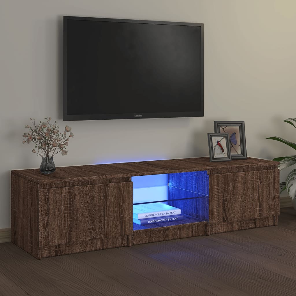 Mobile Porta TV con Luci LED rovere marrone 140x40x35,5 cm 822683