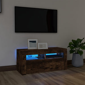 Mobile Porta TV con Luci LED Rovere Fumo 90x35x40 cm cod mxl 23127