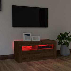 Mobile Porta TV con Luci LED Rovere Marrone 90x35x40 cm 822723