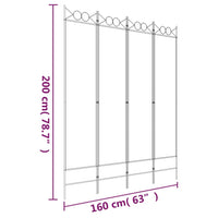 Divisorio a 4 Pannelli Bianco 160x200 cm Tessuto 350150