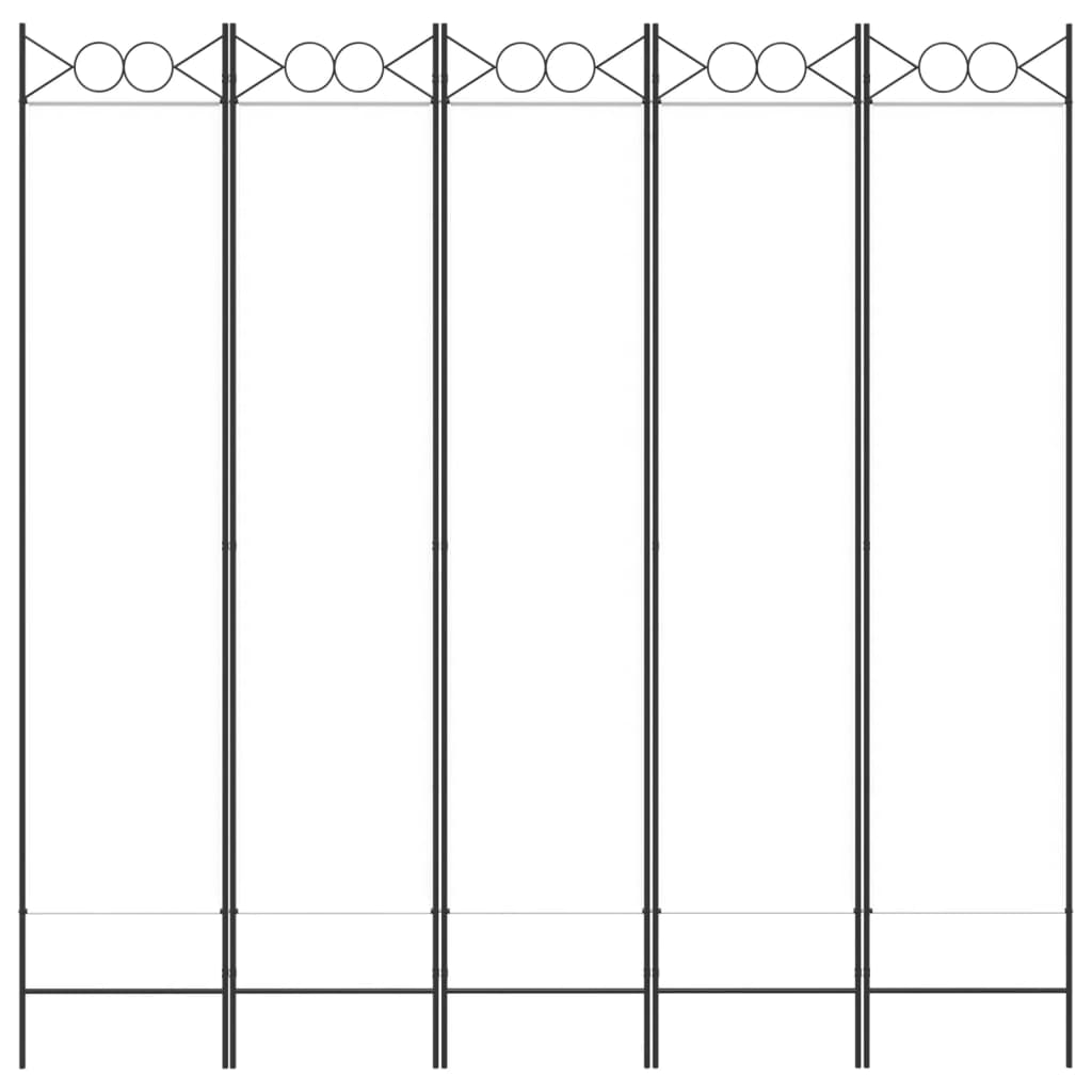 Divisorio a 5 Pannelli Bianco 200x200 cm Tessuto 350154