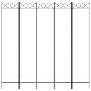 Divisorio a 5 Pannelli Bianco 200x200 cm Tessuto 350154