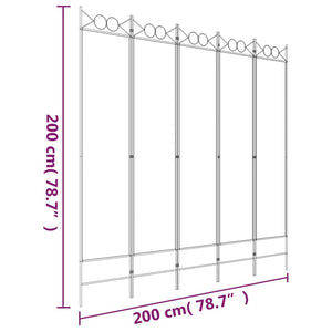 Divisorio a 5 Pannelli Bianco 200x200 cm Tessuto 350154