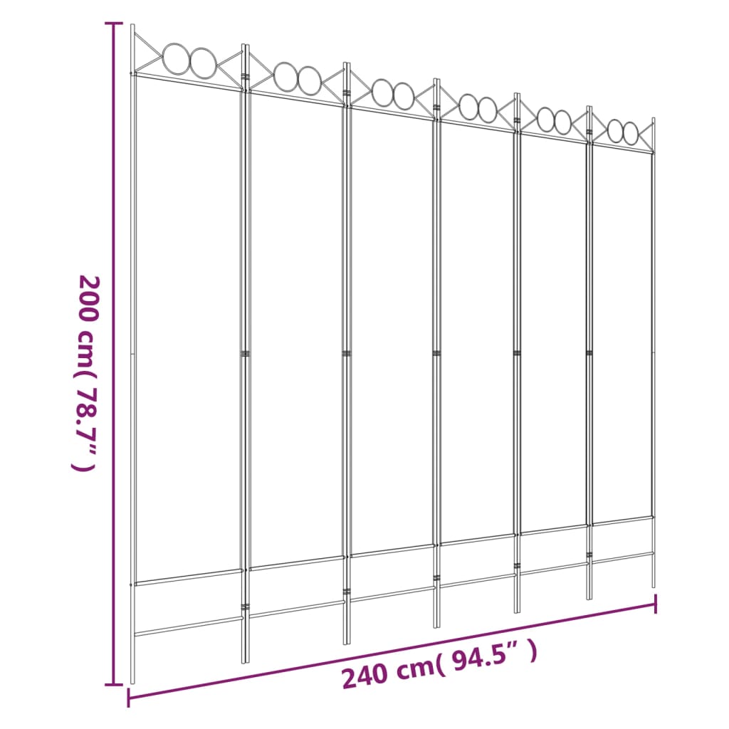 Divisorio a 6 Pannelli Marrone 240x200 cm in Tessuto 350159