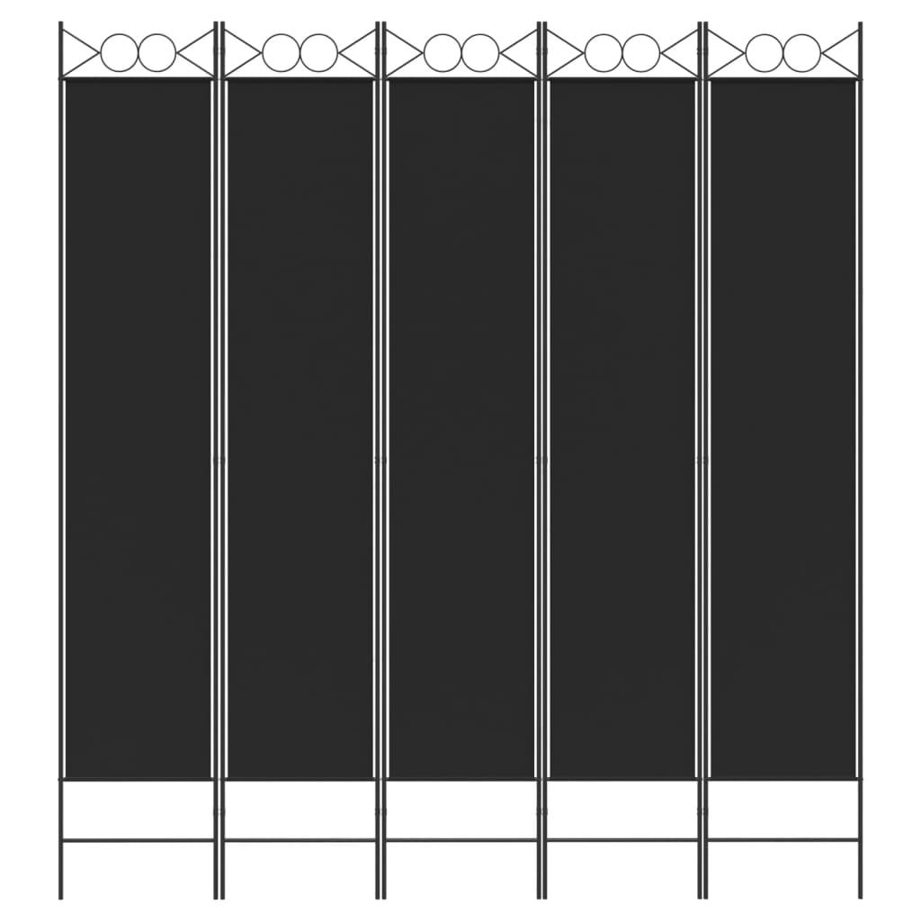 Divisorio 5 Pannelli Nero 200x220 cm Tessuto 350173