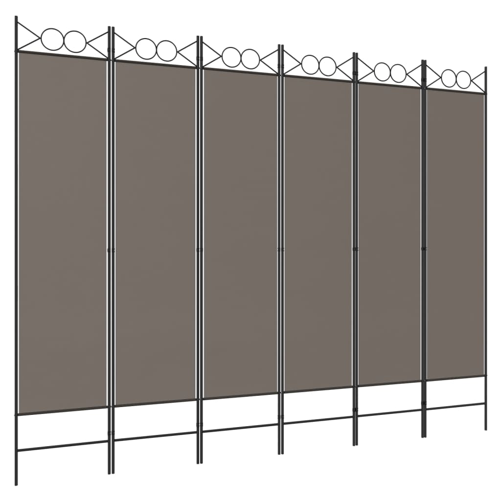  Divisorio a 6 Pannelli Antracite 240 x 220 cm Tessuto cod mxl 72940