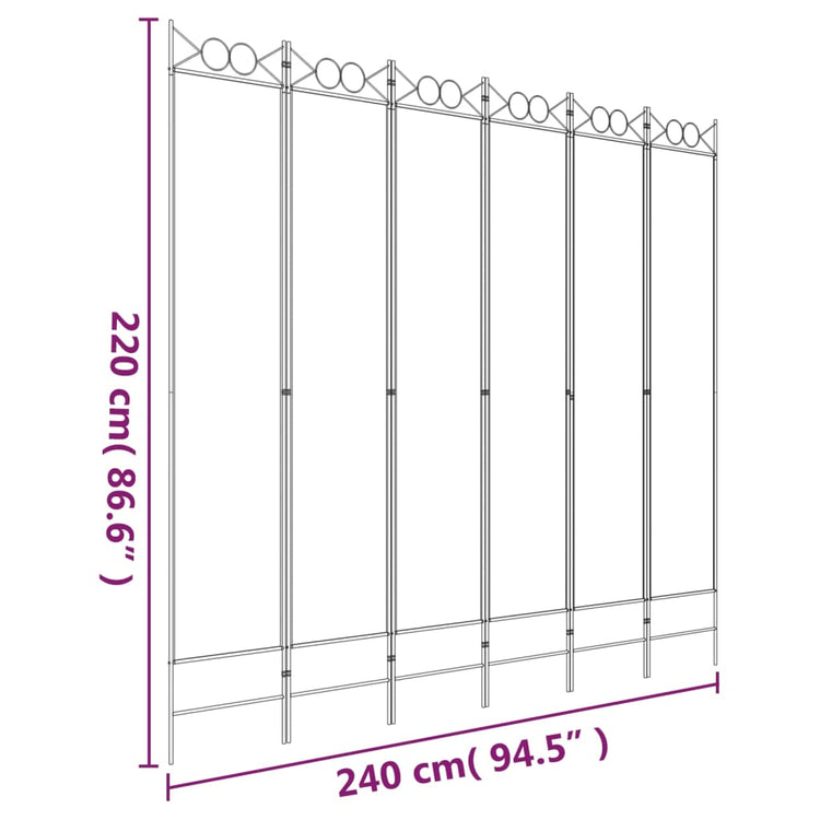  Divisorio a 6 Pannelli Antracite 240 x 220 cm Tessuto cod mxl 72940