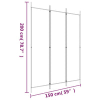 Divisorio a 3 Pannelli bianco 150x200 cm in Tessuto 350178