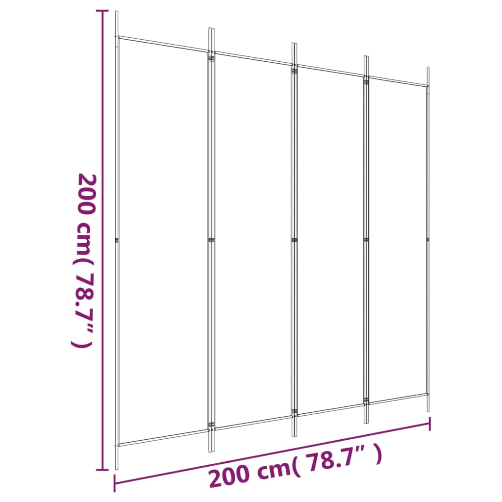 Divisorio a 4 Pannelli Bianco 200x200 cm Tessuto 350182