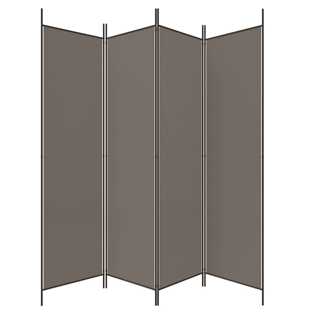 Divisorio a 4 Pannelli Antracite 200x200 cm Tessuto 350184