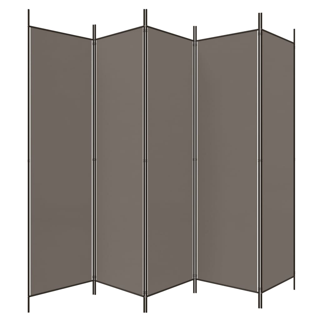 Divisorio a 5 Pannelli Antracite 250x200 cm Tessuto 350188