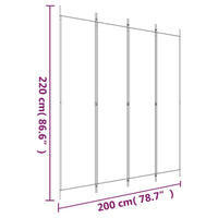 Divisorio a 4 Pannelli Bianco 200x220 cm Tessuto 350198