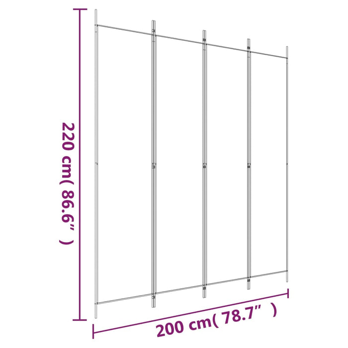  Divisorio a 4 Pannelli Antracite 200x220 cm Tessuto cod mxl 72702