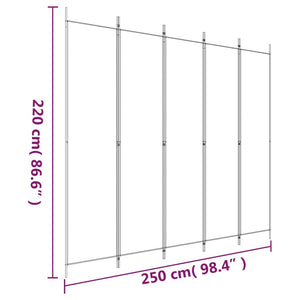 Divisorio 5 Pannelli Nero 250x220 cm Tessuto 350205