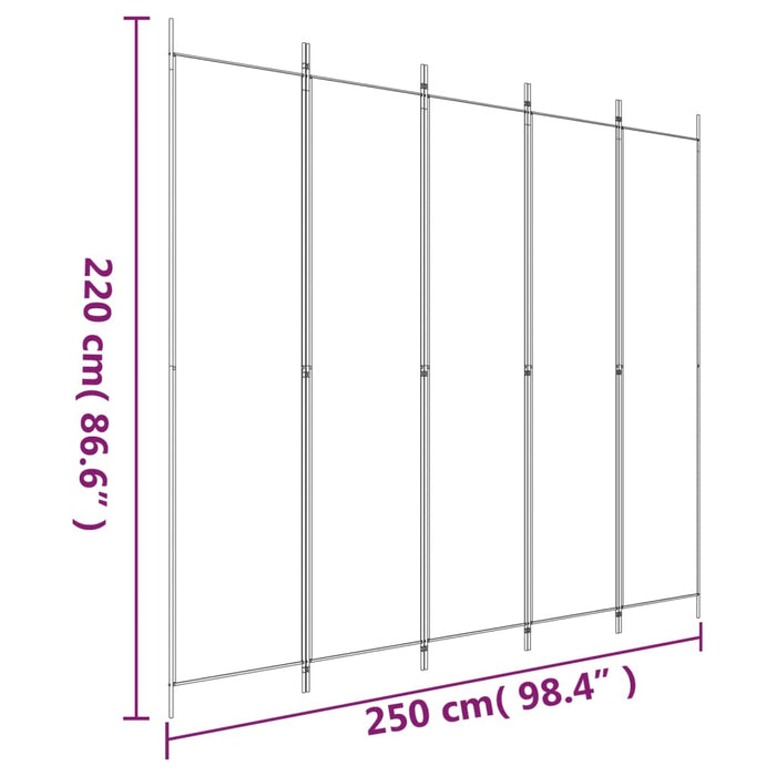 Divisorio 5 Pannelli Nero 250x220 cm Tessuto 350205