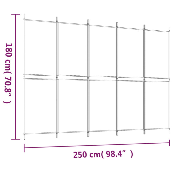 Divisorio a 5 Pannelli Bianco 250x180 cm Tessuto cod mxl 74713