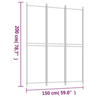 Divisorio a 3 Pannelli bianco 150x200 cm in Tessuto 350226