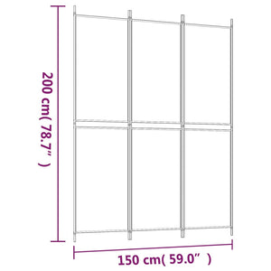 Divisorio a 3 Pannelli bianco 150x200 cm in Tessuto 350226