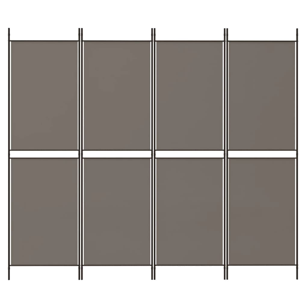 Divisorio a 4 Pannelli Antracite 200x200 cm Tessuto cod mxl 62005