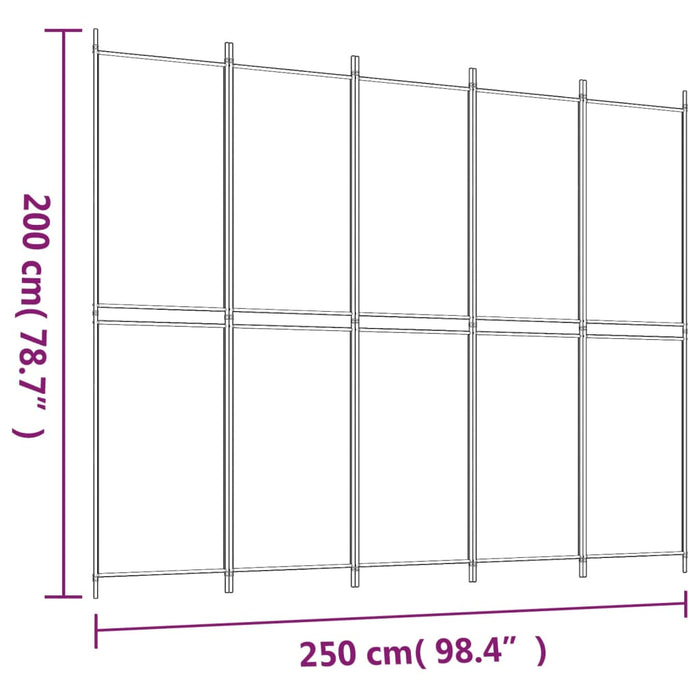 Divisorio 5 Pannelli Nero 250x200 cm Tessuto cod mxl 64717