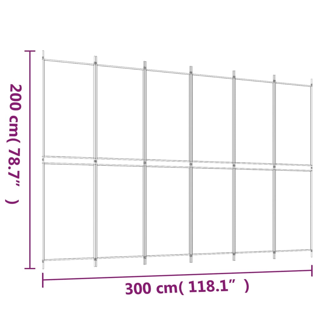 Divisorio a 6 Pannelli Marrone 300x200 cm in Tessuto 350239