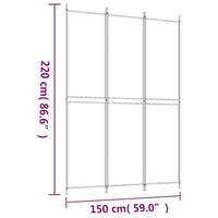 Divisorio a 3 Pannelli bianco 150x220 cm in Tessuto 350242