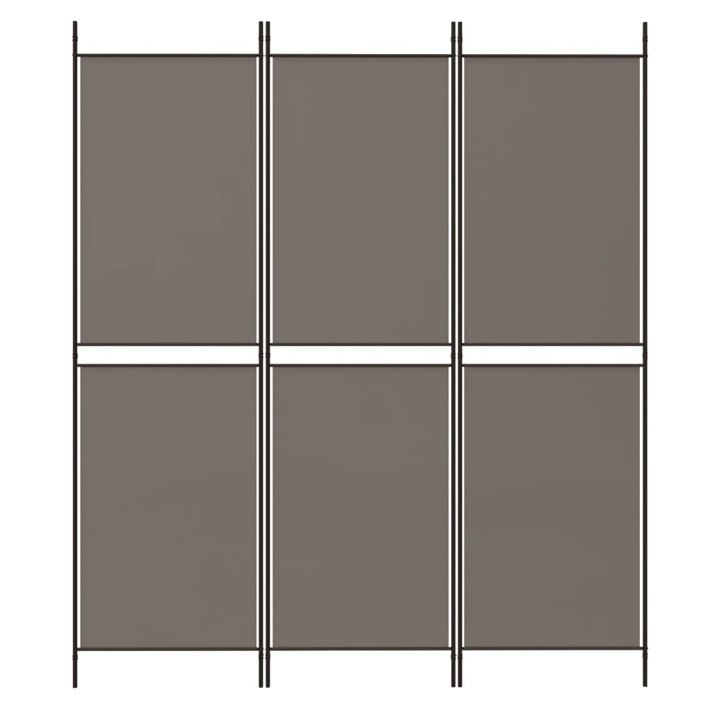 Divisorio a 3 Pannelli Antracite 150x220 cm in Tessuto 350244