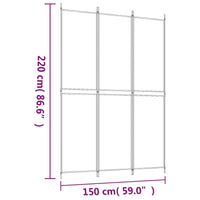 Divisorio a 3 Pannelli Antracite 150x220 cm in Tessuto 350244