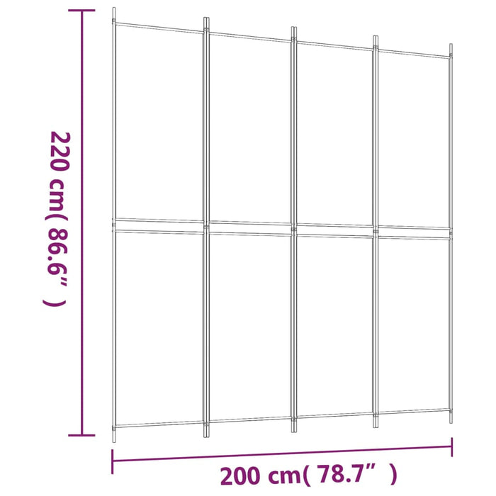 Divisorio a 4 Pannelli Nero 200x220 cm in Tessuto 350249