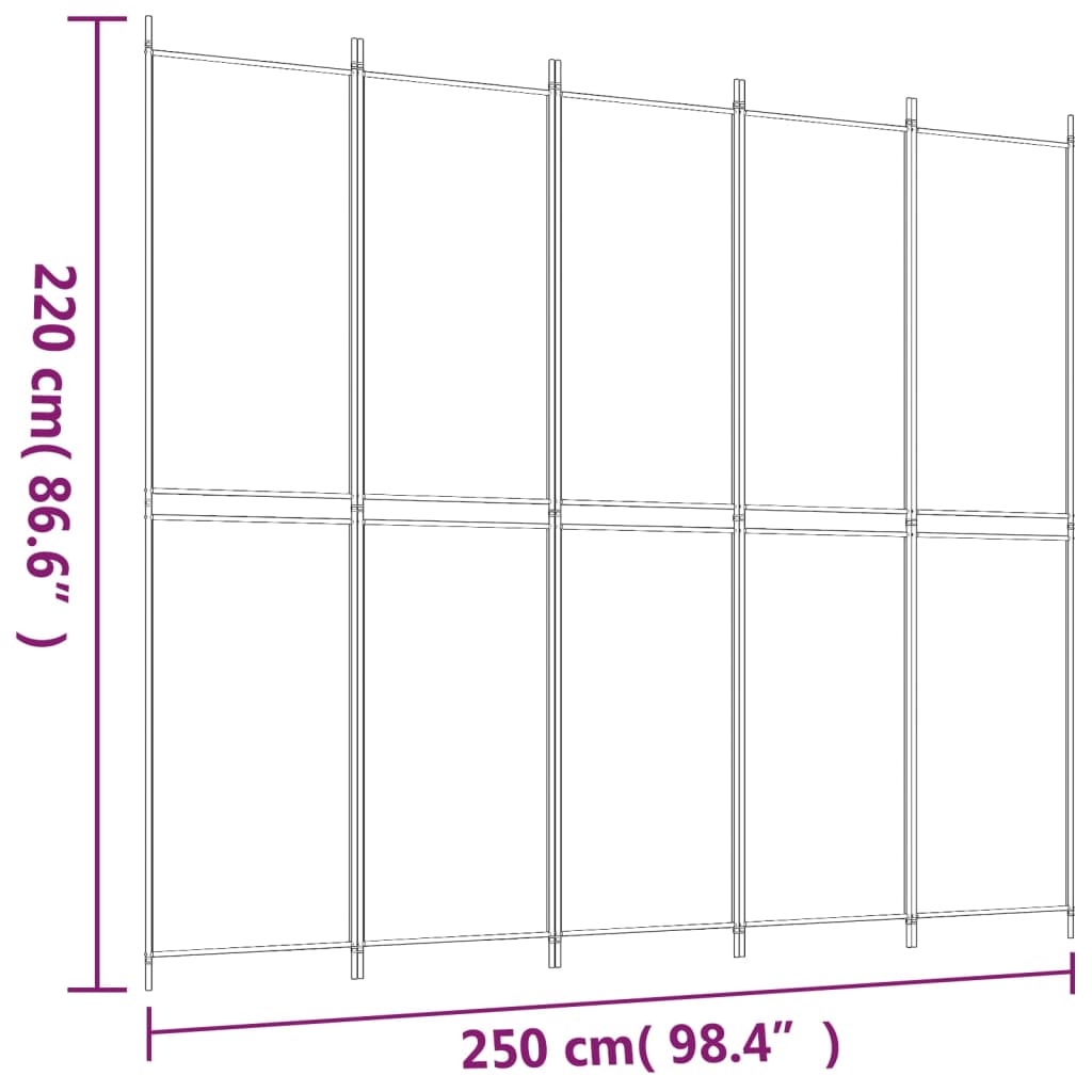 Divisorio 5 Pannelli Nero 250x220 cm Tessuto cod mxl 77711