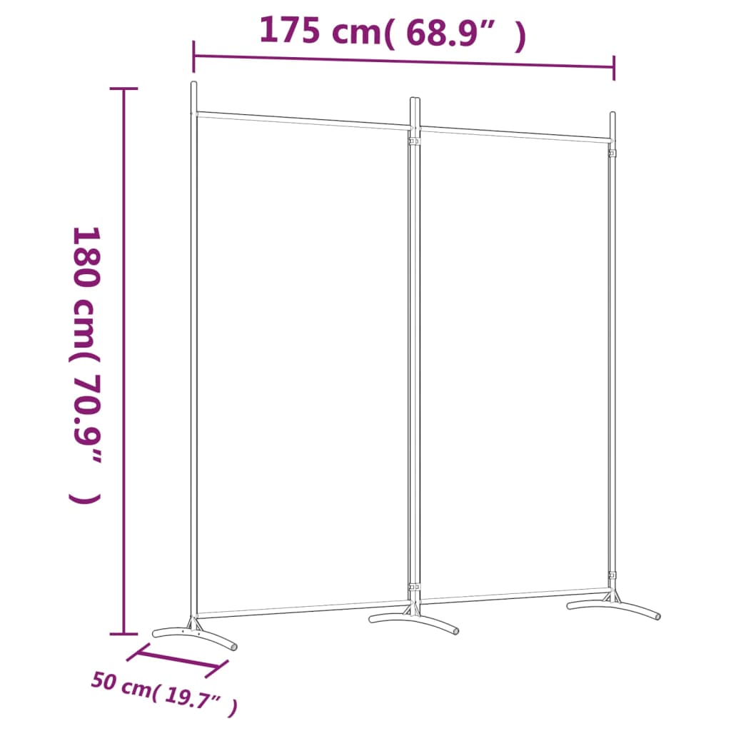 Divisorio a 2 Pannelli Bianco 175x180 cm Tessuto 350258