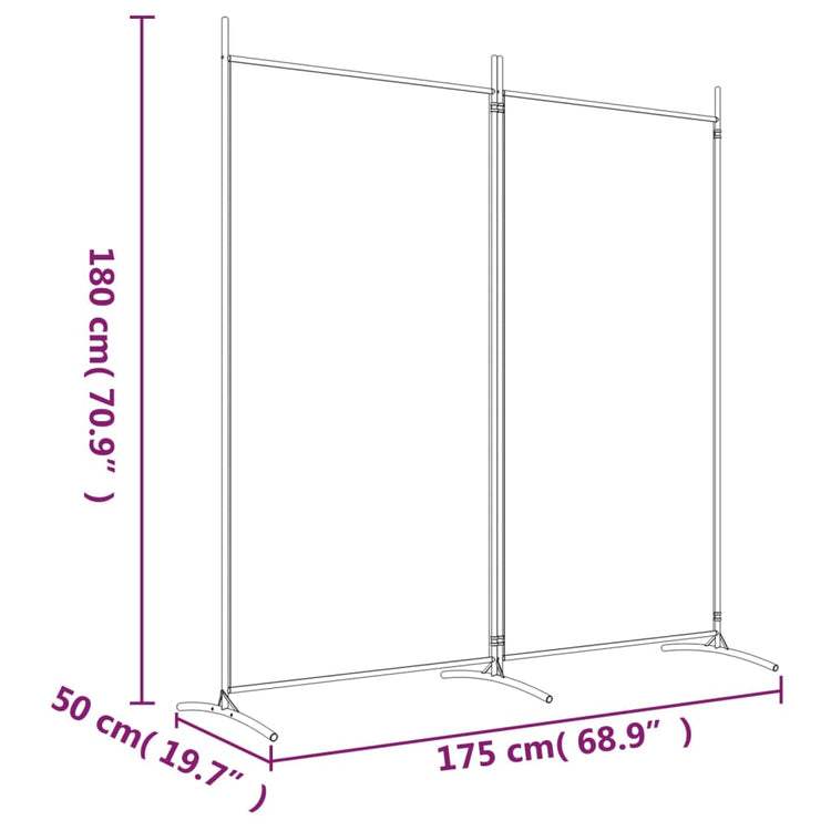 Divisorio a 2 Pannelli Antracite 175x180 cm Tessuto 350260