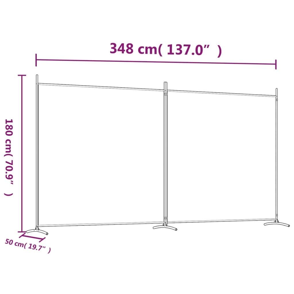 Divisorio a 2 Pannelli Bianco 348x180 cm Tessuto 350274