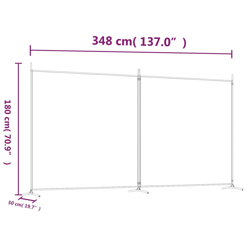  Divisorio a 2 Pannelli Marrone 348x180 cm in Tessuto cod mxl 77963