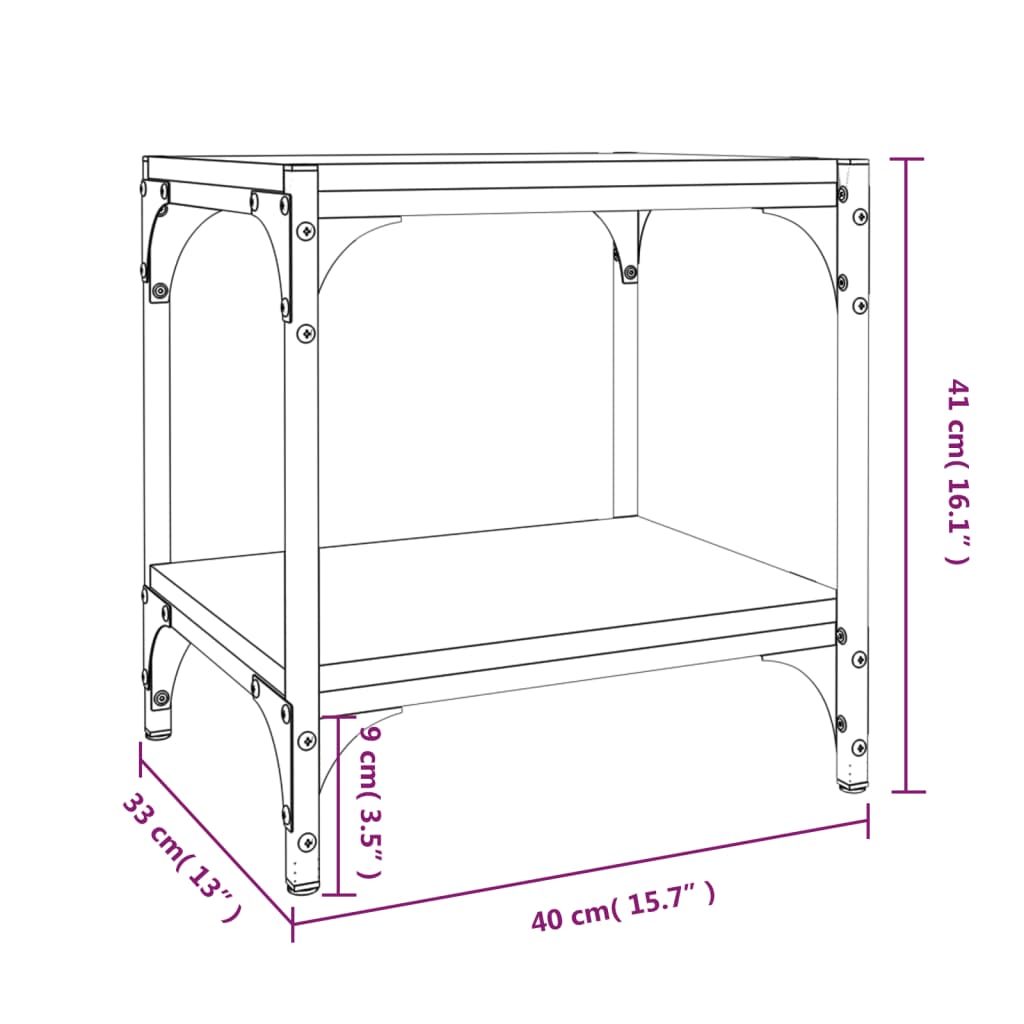 Mobile Porta TV Nero 40x33x41 cm in Legno Multistrato e Acciaio