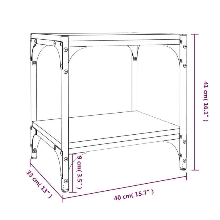 Mobile Porta TV Nero 40x33x41 cm in Legno Multistrato e Acciaio