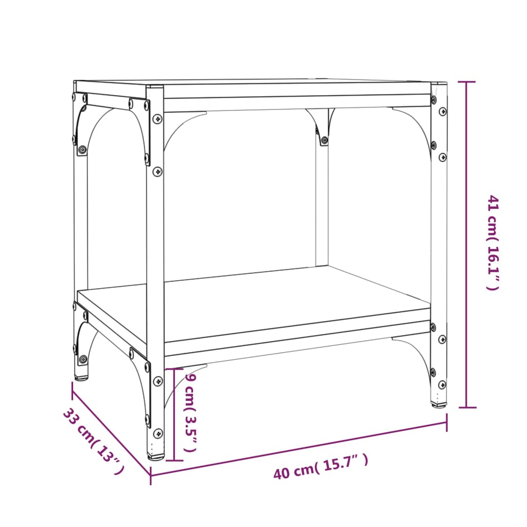 Mobile TV Rovere Fumo 40x33x41 cm Legno Multistrato e Acciaio cod mxl 9102