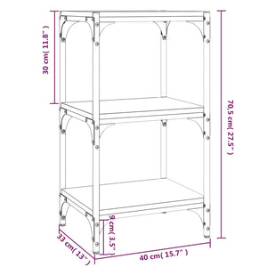 Mobile Porta Libri Nero 40x33x70,5cm Legno Multistrato Acciaio