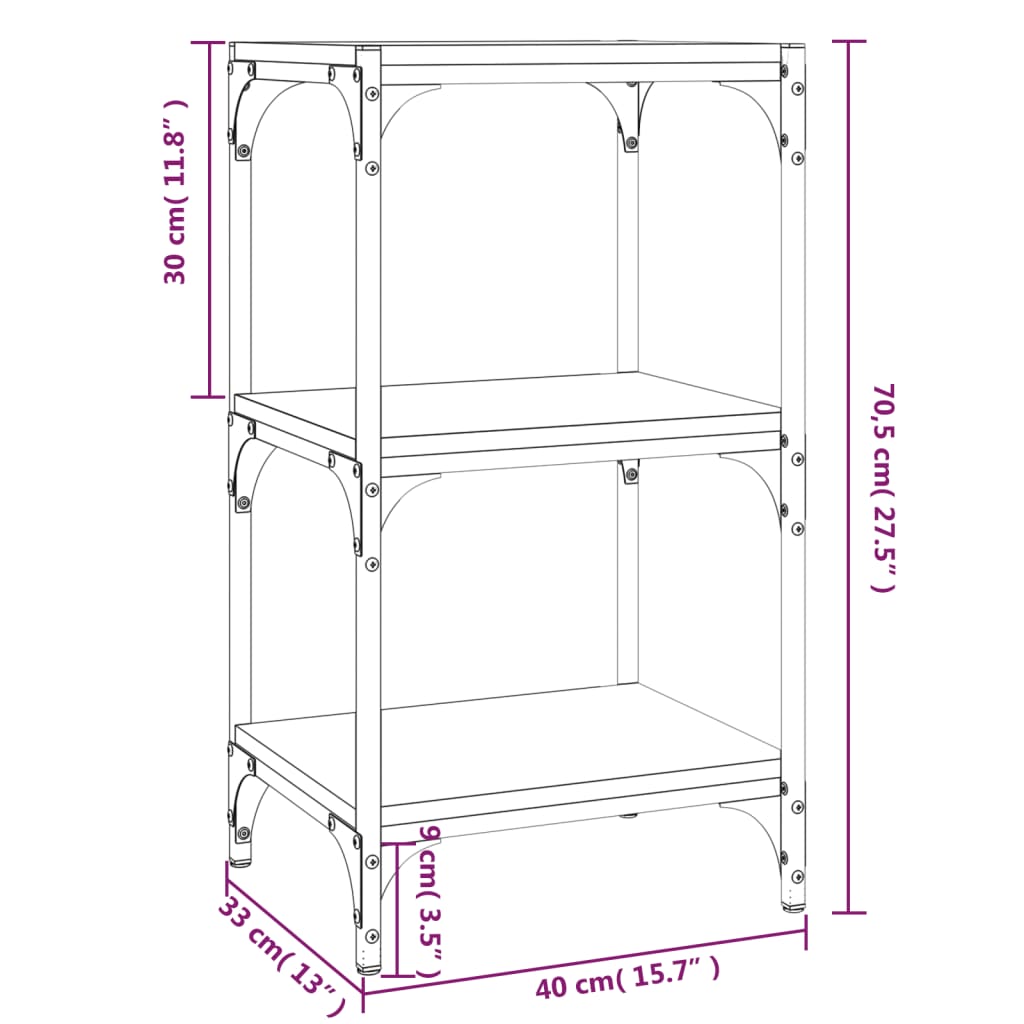 Libreria Rovere Sonoma 40x33x70,5cm Legno Multistrato e Acciaio 819308