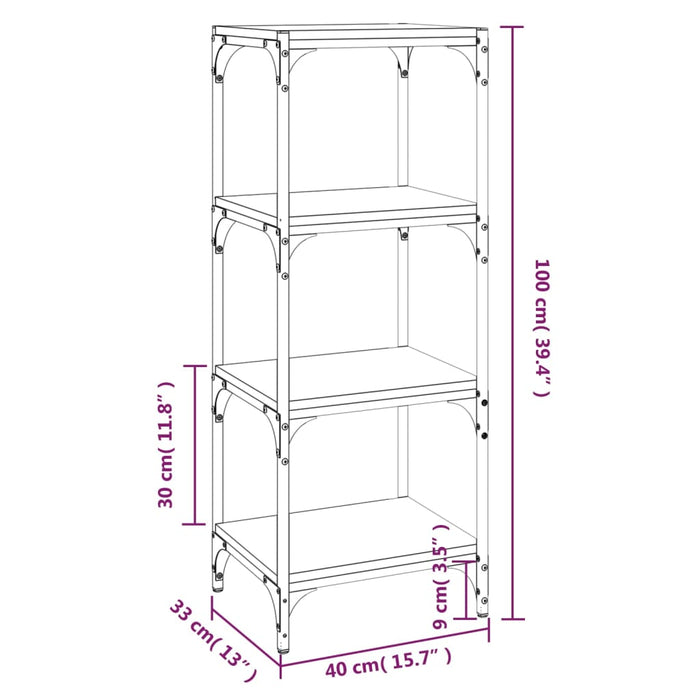 Libreria rovere fumo 40x33x100 cm Legno Multistrato e Acciaio cod mxl 14124