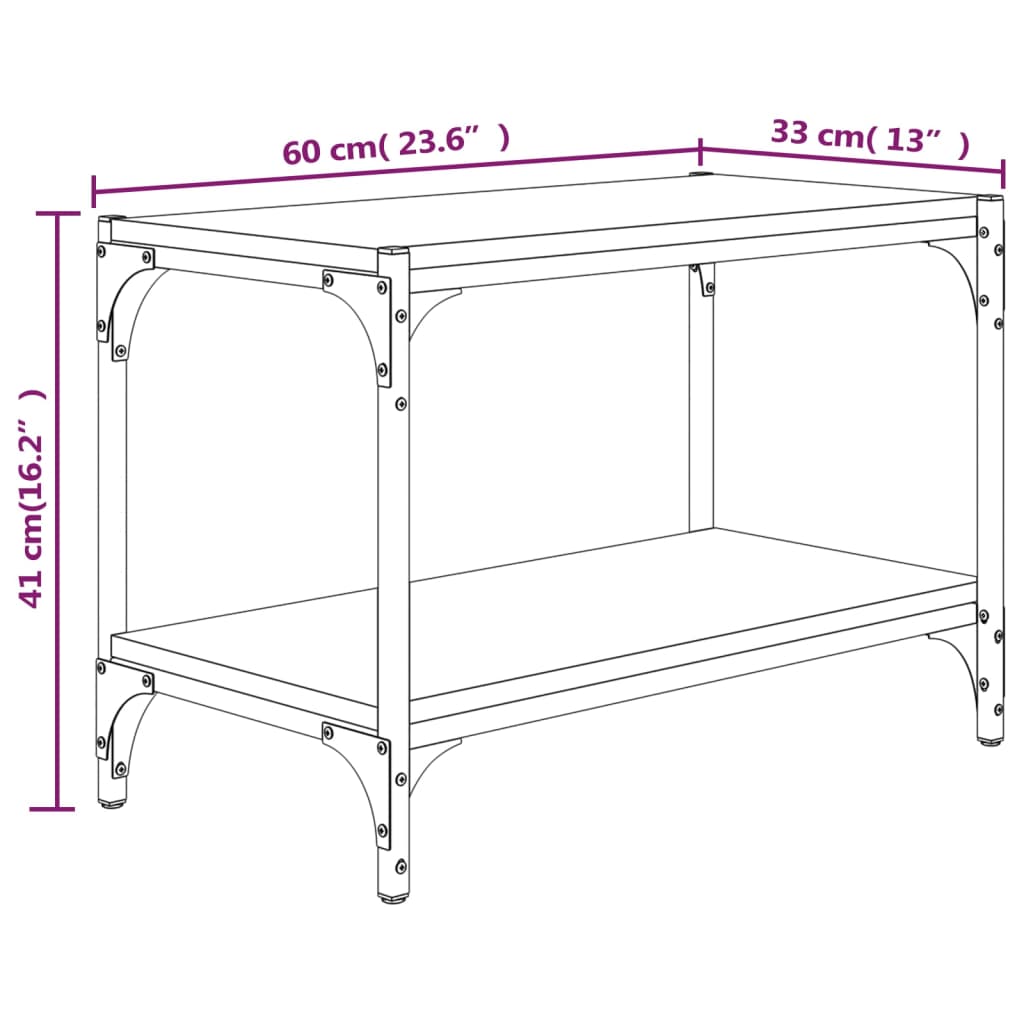 Mobile Porta TV Nero 60x33x41 cm in Legno Multistrato e Acciaio cod mxl 9450